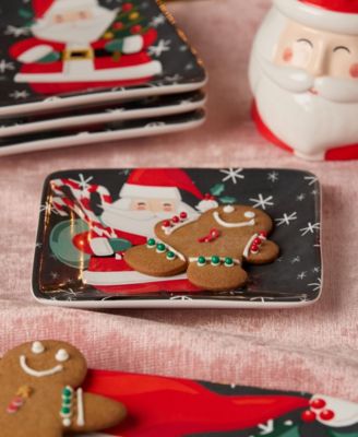 Christmas Whimsy Santa Canape Plates, Set of 4