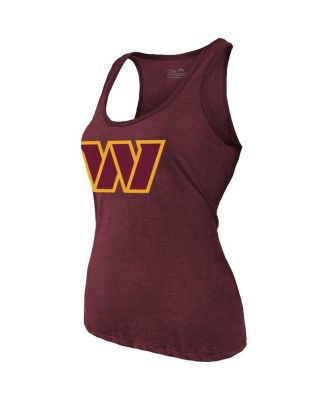 Women's Jayden Daniels Burgundy Washington Commanders Name Number Tri-Blend Scoop Neck Tank Top