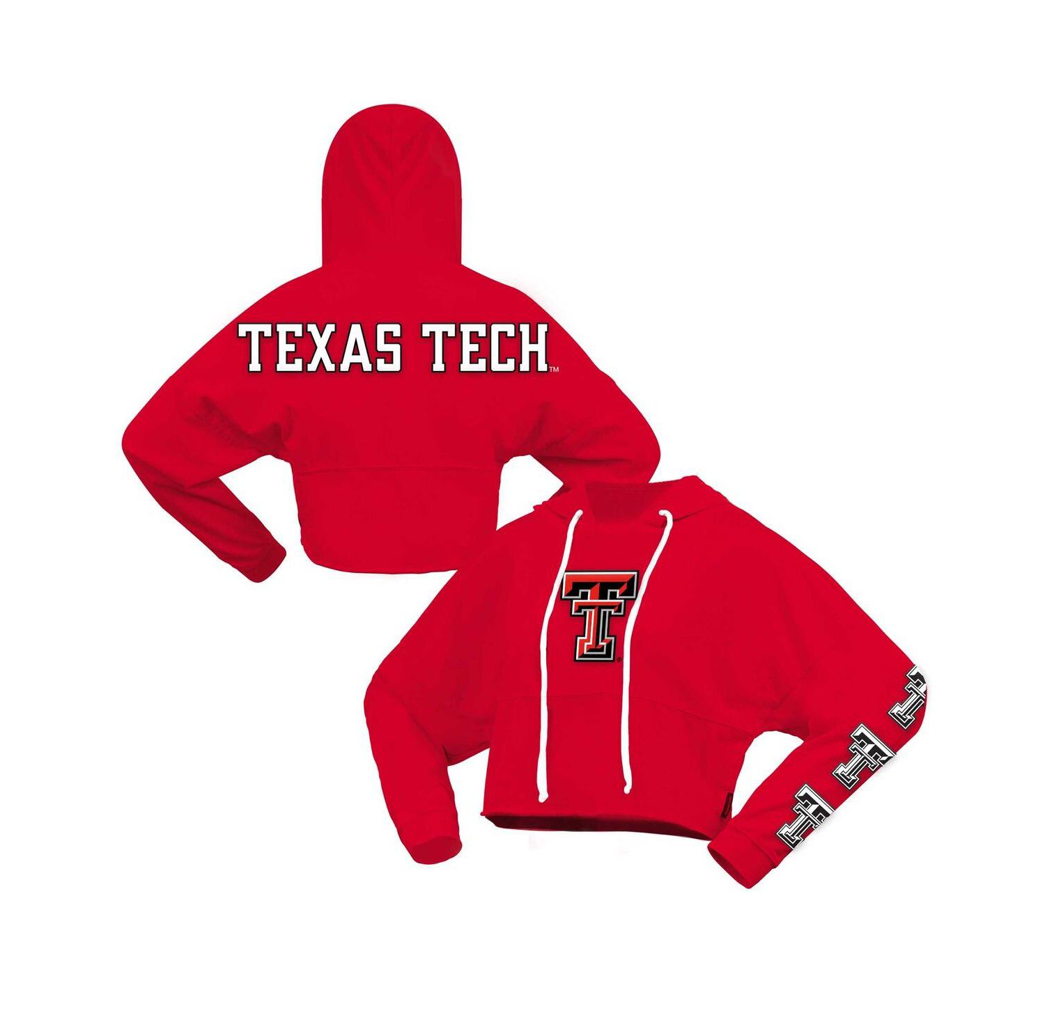 Women's Red Texas Tech Red Raiders Oversized Cropped Pullover Hoodie