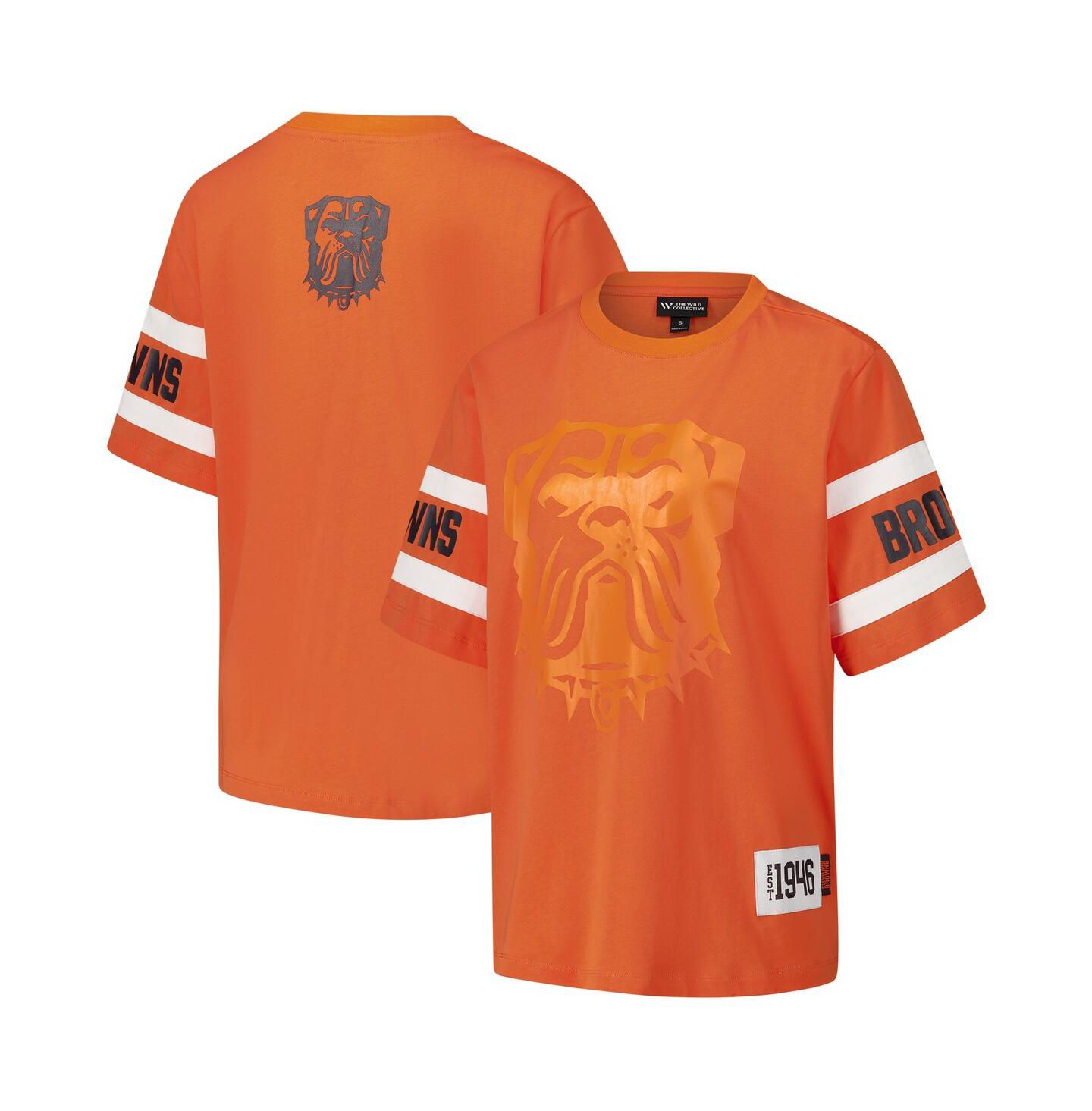 Женская футболка The Wild Collective Orange Cleveland Browns Drop Shoulder — фото 1