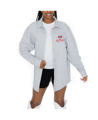 Gameday Couture - Women's Ash San Francisco 49ers Full-Button Long Sleeve Overshirt