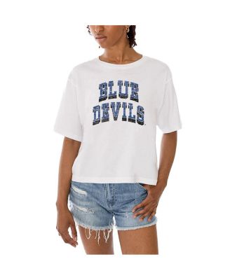 Women's White Duke Blue Devils Claim To Fame Boxy Cropped T-Shirt