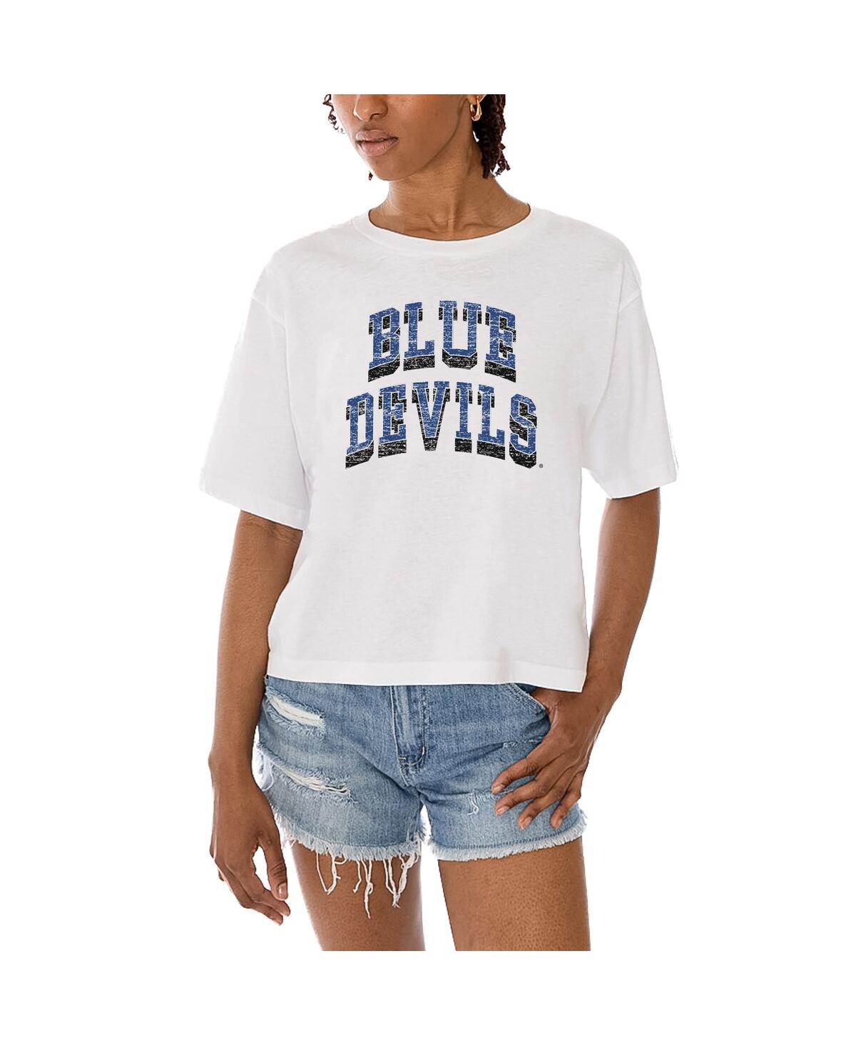Gameday Couture Women's White Duke Blue Devils Claim To Fame Boxy Cropped T-Shirt