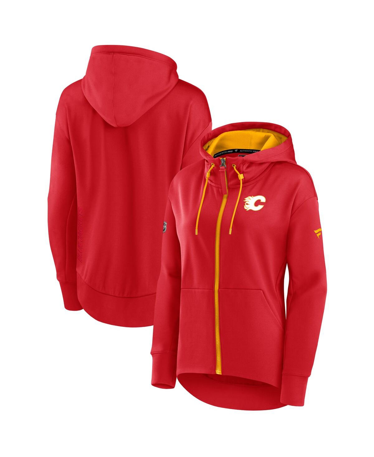 Fanatics Women's Red Calgary Flames Authentic Pro Rink Full-zip Hoodie In Red