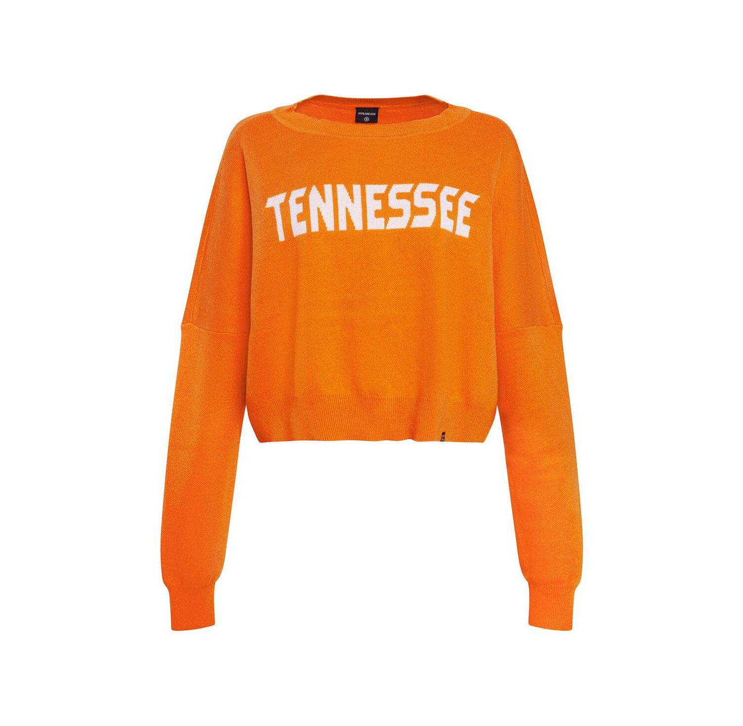 Women's Tennessee Orange Tennessee Volunteers Oversized Cropped Ivy Knit Pullover Sweater