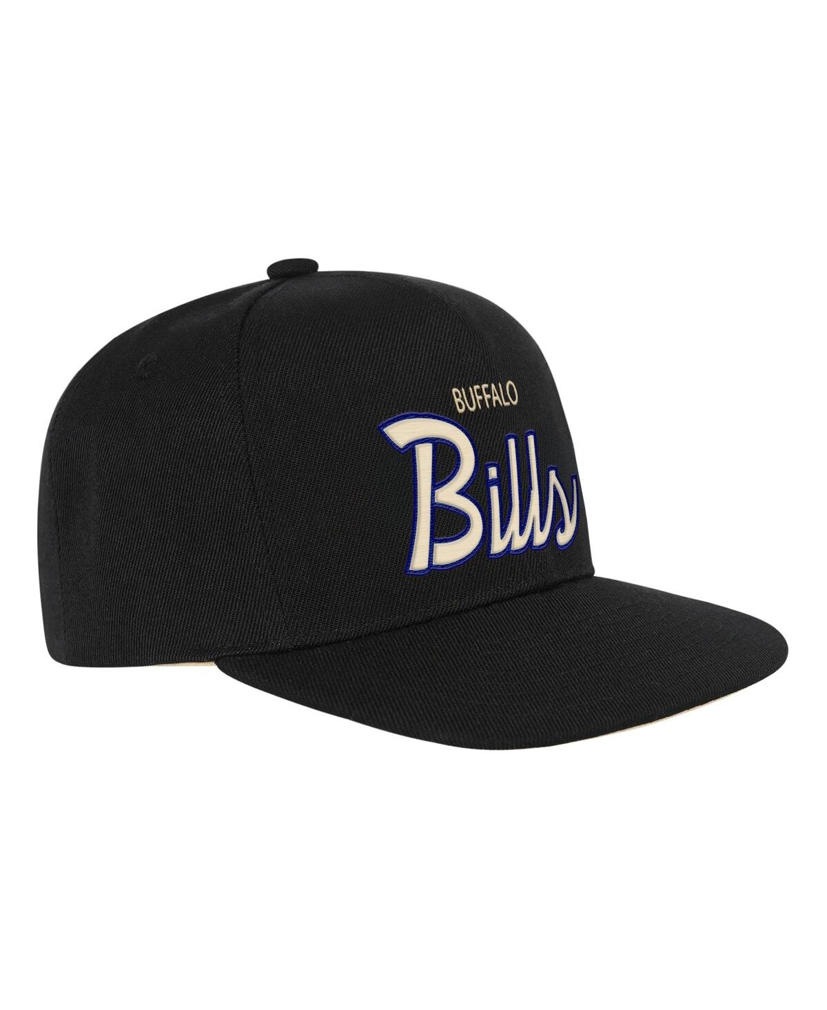 Mitchell & Ness Big Boys And Girls Black Buffalo Bills Cream Team Script Snapback Hat In Black