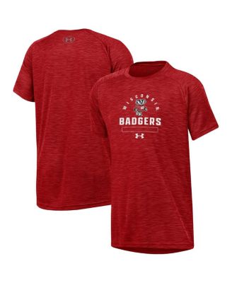 Under Armour - Big Boys and Girls Heather Red Wisconsin Badgers Ultra Soft Rye Tech Performance T-Shirt