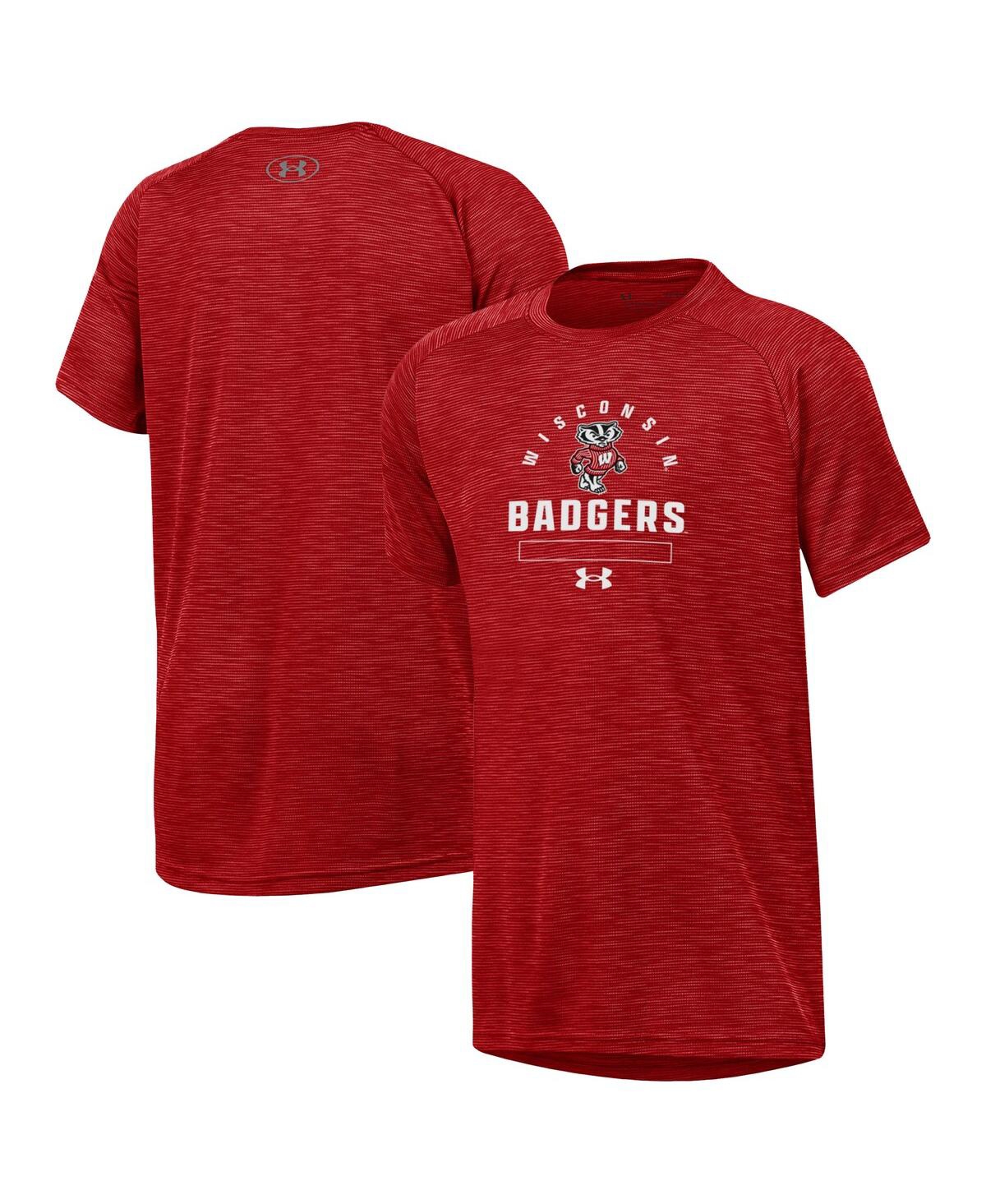 Under Armour Big Boys And Girls Heather Red Wisconsin Badgers Ultra Soft Rye Tech Performance T-shirt In Green