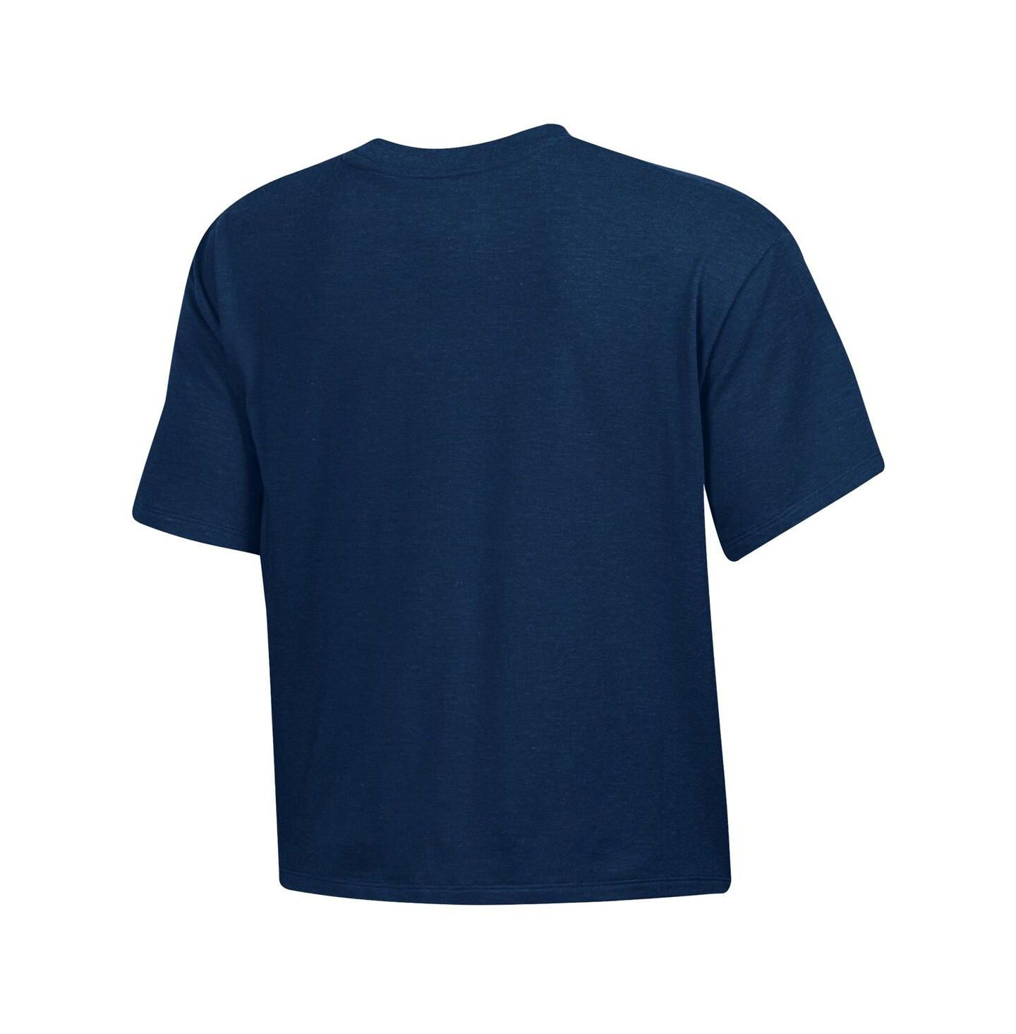 Женская футболка Under Armour Navy Notre Dame Fighting Irish Essentials Icon Ultra-Soft Tri-Blend Boxy Cropped Performance — фото 2