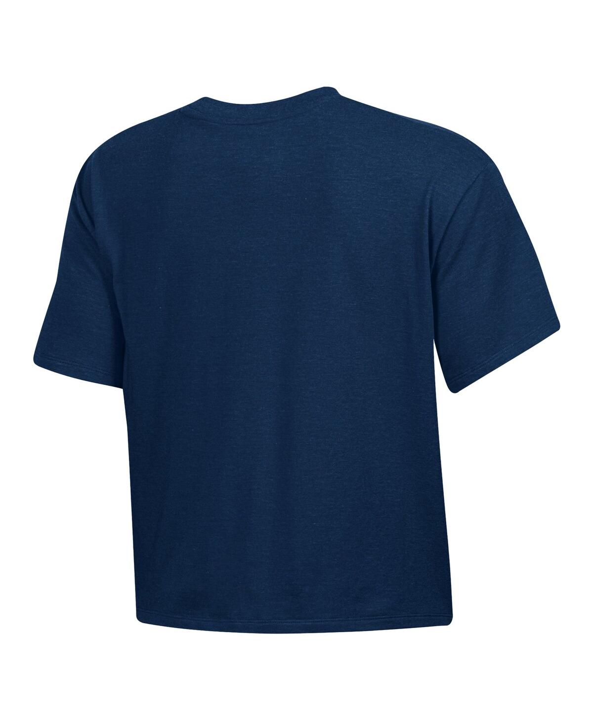 Under Armour Women's Navy Notre Dame Fighting Irish Essentials Icon Ultra-soft Tri-blend Boxy Cropped Performance In Blue
