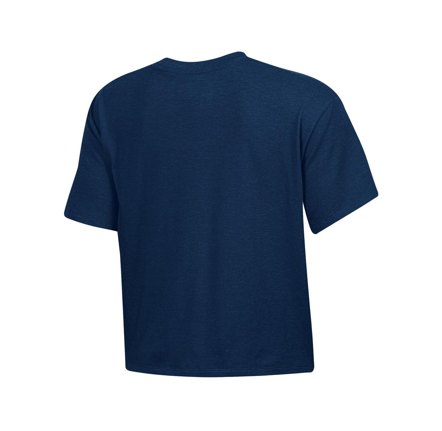 Women's Navy Notre Dame Fighting Irish Essentials Icon Ultra-Soft Tri-Blend Boxy Cropped Performance T-Shirt