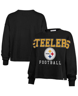 '47 Brand - Women's Black Pittsburgh Steelers Outreach City Oversized Long Sleeve T-Shirt