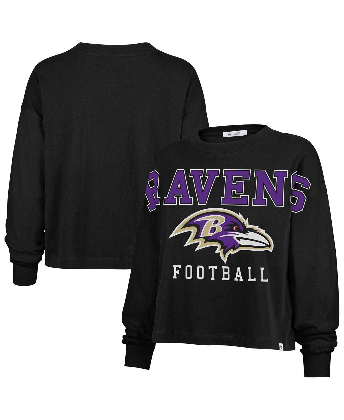 '47 Brand Women's Black Baltimore Ravens Outreach City Oversized Long Sleeve T-Shirt