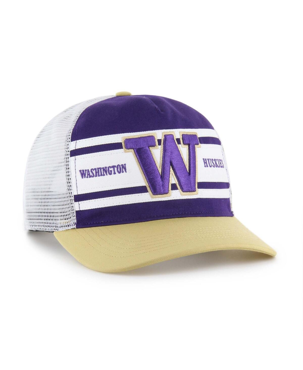 47 Brand Big Boys And Girls Purple/gold Washington Huskies Super Stripe Hitch Adjustable Trucker Hat In Yellow