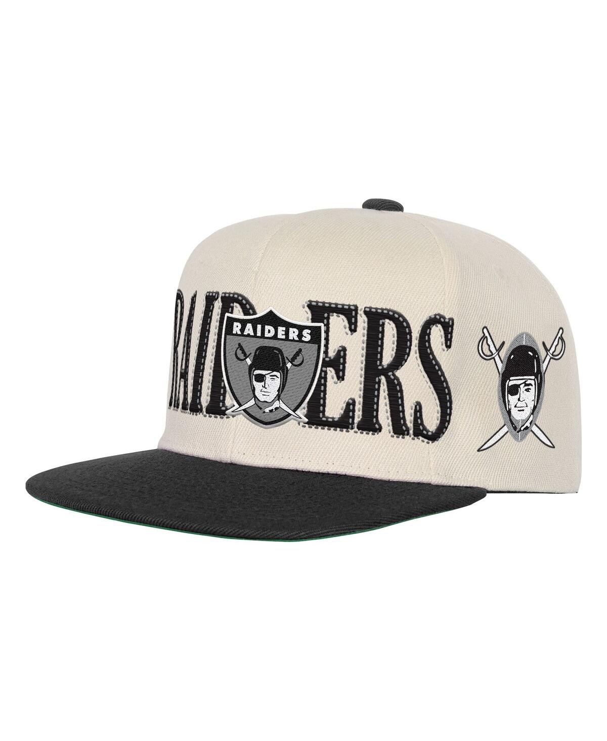 Mitchell & Ness Kids' Big Boys And Girls Cream/black Las Vegas Raiders Across The Board Vintage Snapback Hat In White