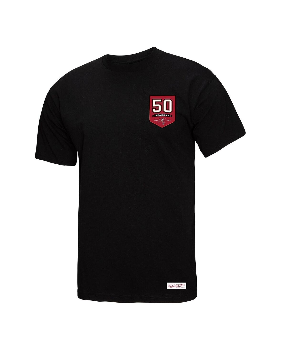 Mitchell & Ness Women's Black Tampa Bay Buccaneers 50th Anniversary Shield Oversized Boyfriend T-shirt In Black
