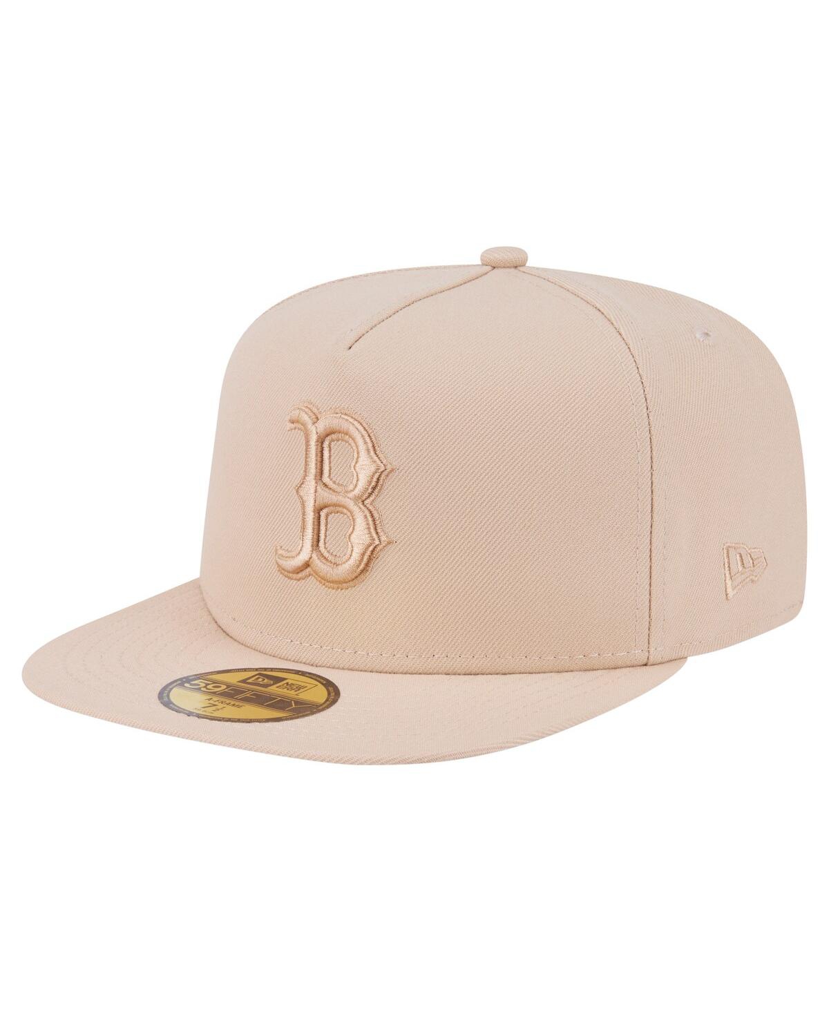 New Era Men's Light Beige Boston Red Sox Color Pack A-frame 59fifty Fitted Hat In Sand