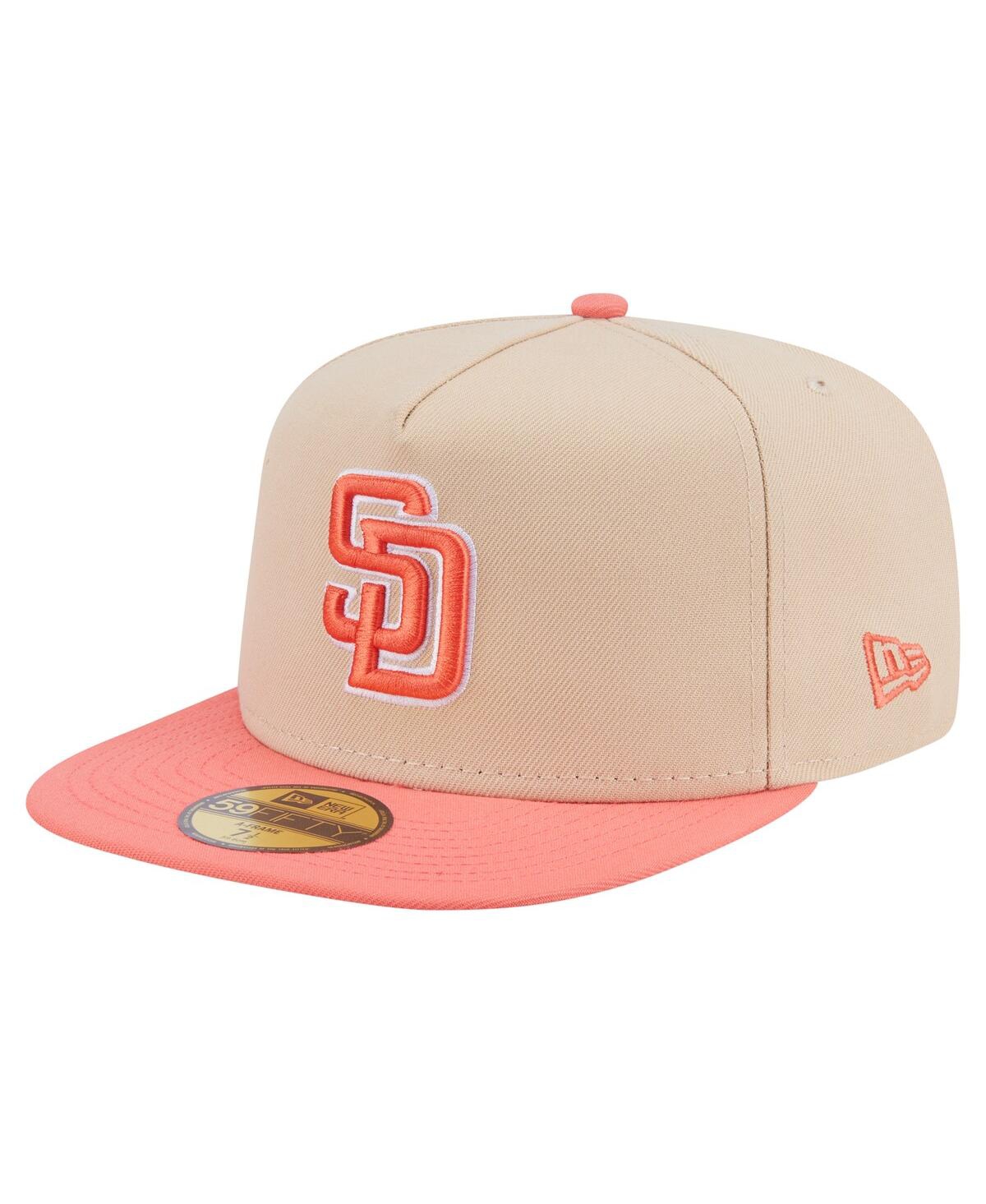 New Era Men's Light Beige/coral San Diego Padres Two-tone Color Pack A-frame 59fifty Fitted Hat