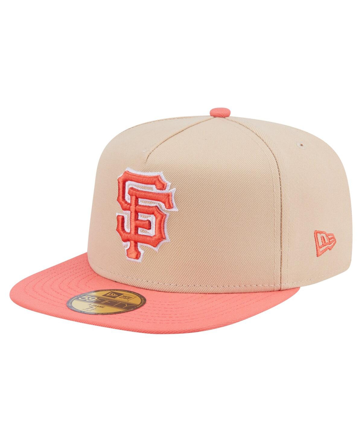 New Era Men's Light Beige/coral San Francisco Giants Two-tone Color Pack A-frame 59fifty Fitted Hat