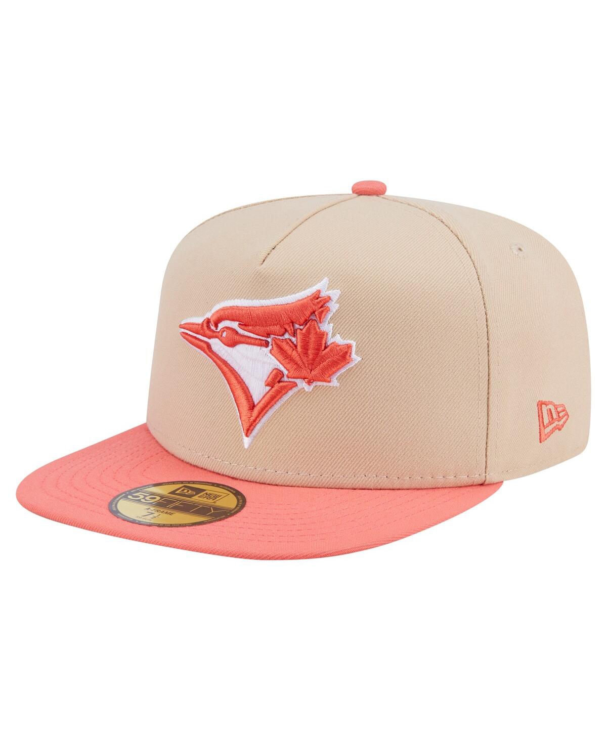 New Era Men's Light Beige/coral Toronto Blue Jays Two-tone Color Pack A-frame 59fifty Fitted Hat
