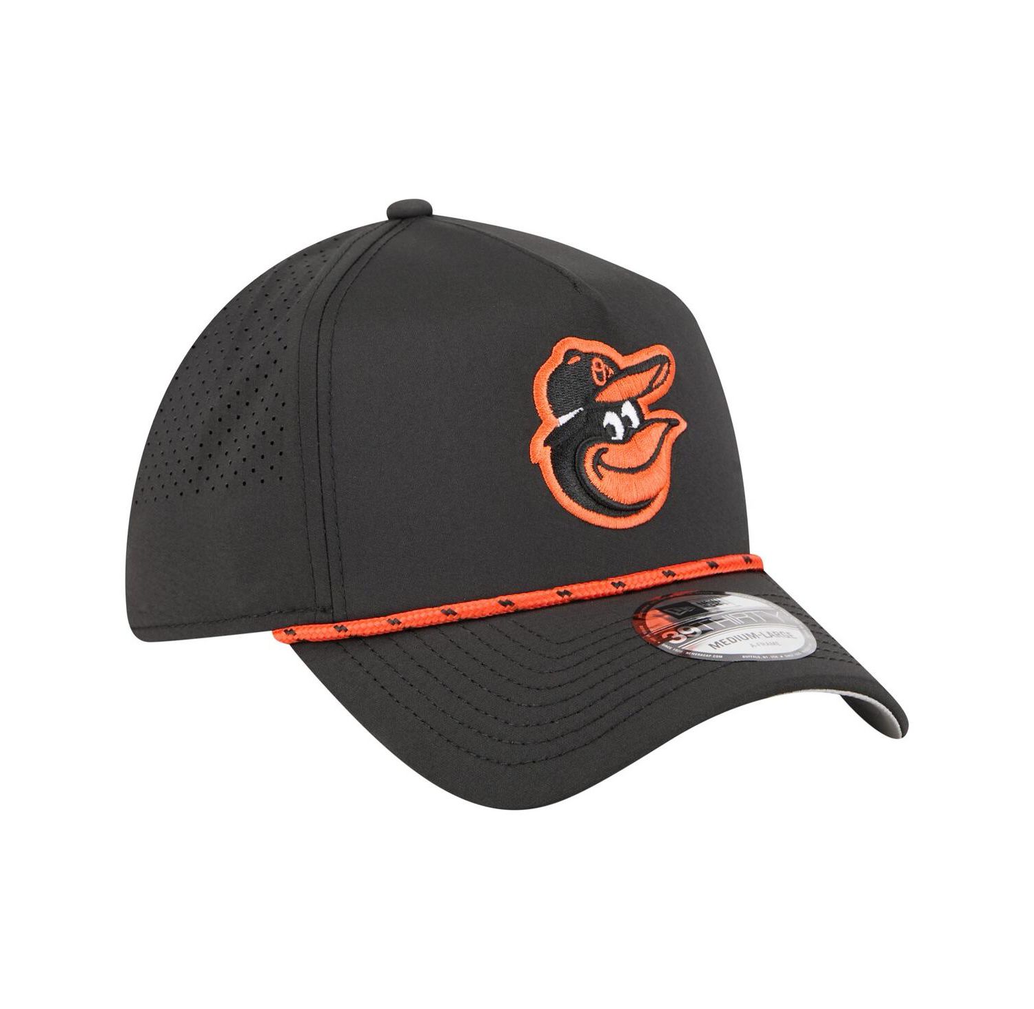 Men's Black Baltimore Orioles 39THIRTY A-Frame Perforated Flex Hat