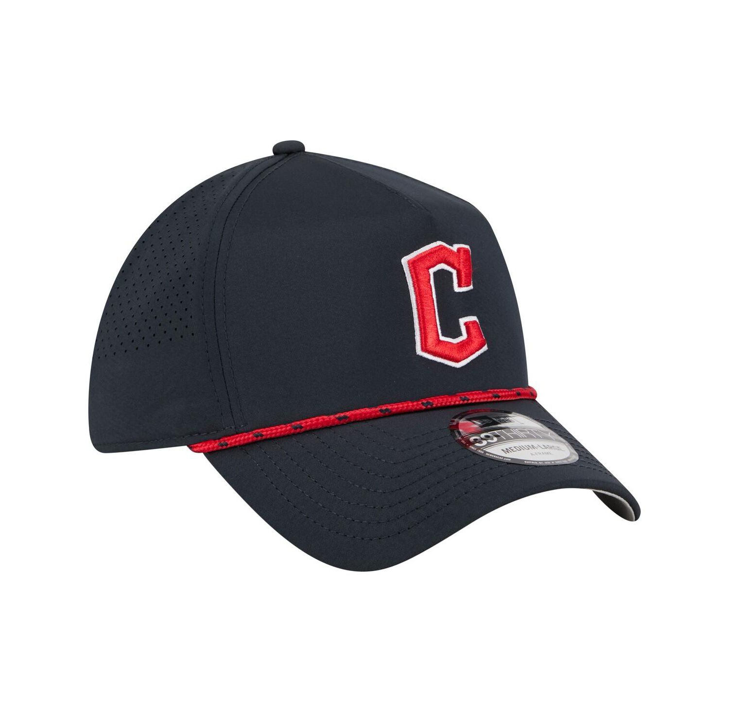 Men's Navy Cleveland Guardians 39THIRTY A-Frame Perforated Flex Hat