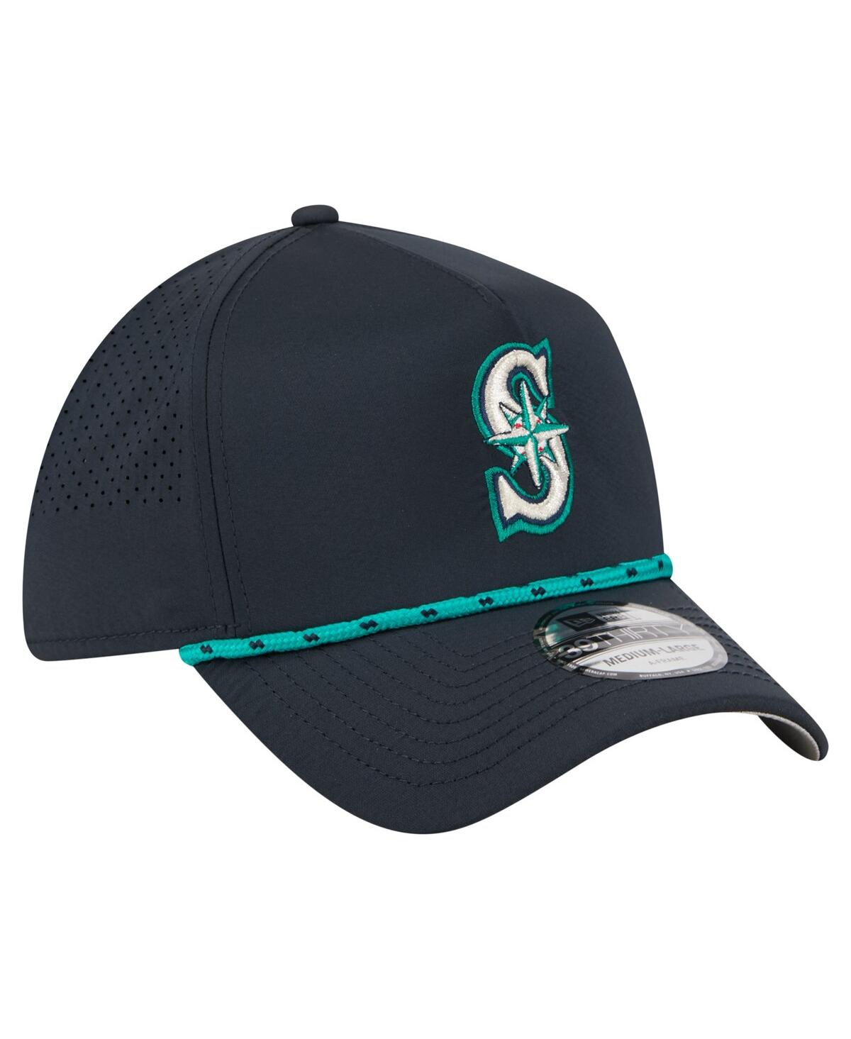 New Era Men's Navy Seattle Mariners 39thirty A-frame Perforated Flex Hat In Blue