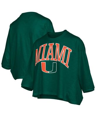 Pressbox - Women's Green Miami Hurricanes Midi Arch Over Logo Oversized T-Shirt