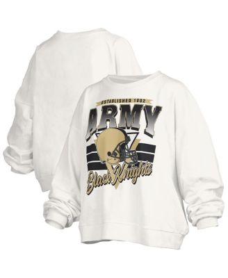 Pressbox - Women's White Army Black Knights Oversized Janice Retro Waist-Length Pullover Sweatshirt