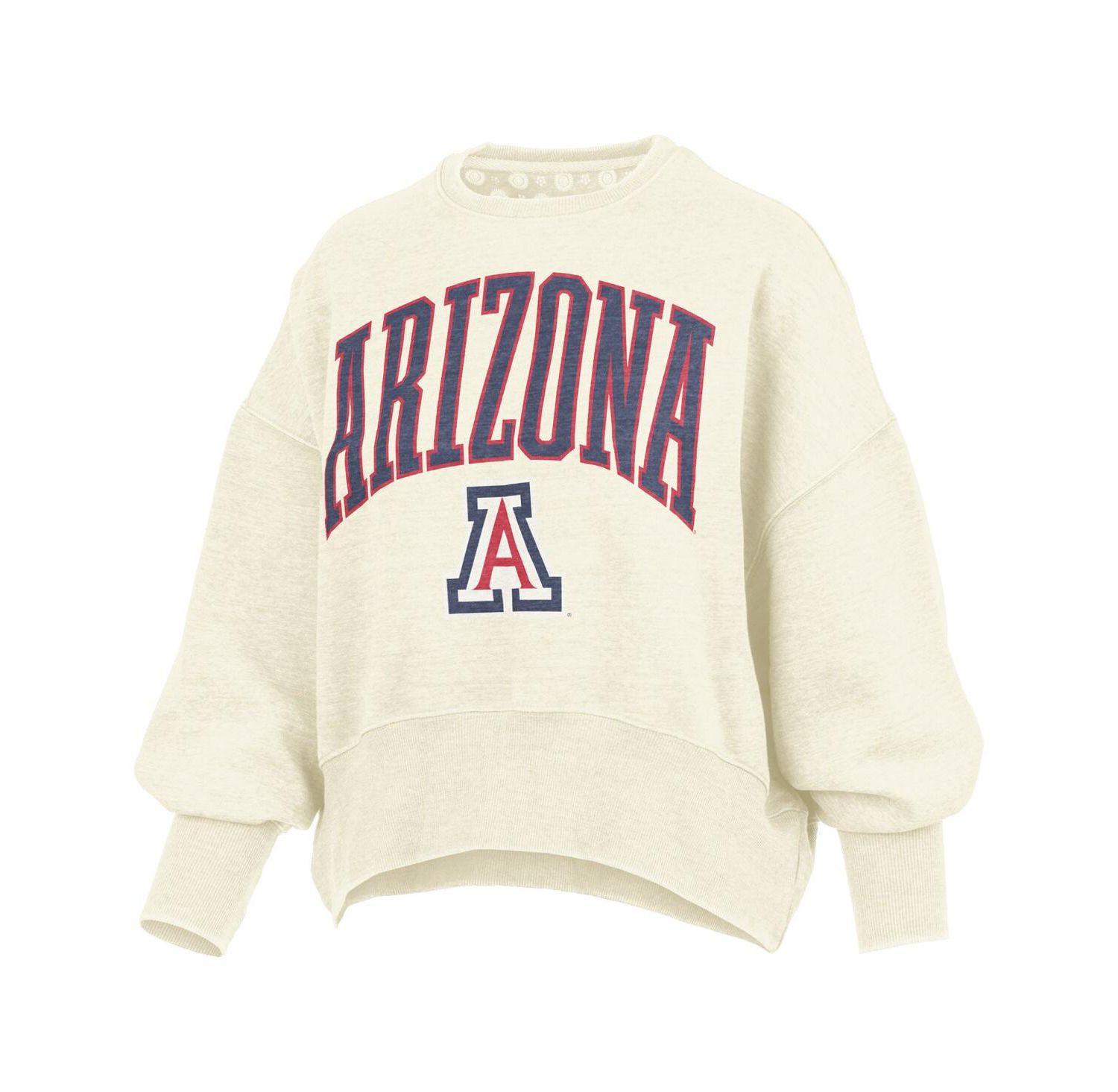 Women's Natural Arizona Wildcats Oversized Waist-Length Crewneck Sweatshirt