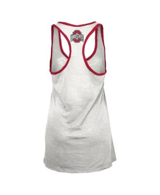Women's White/Scarlet Ohio State Buckeyes Tracy Racerback Burnout Tank Top
