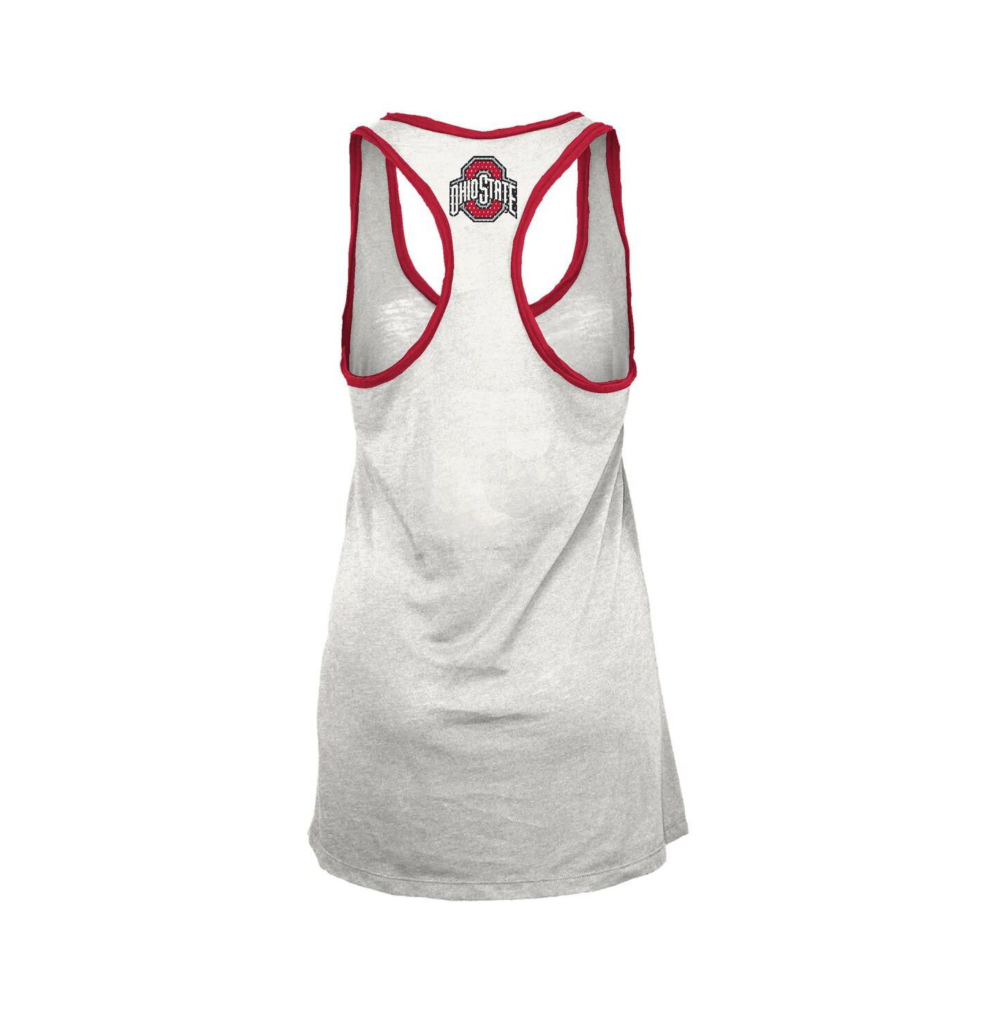 Женский топ Pressbox White/Scarlet Ohio State Buckeyes Tracy Racerback Burnout — фото 2