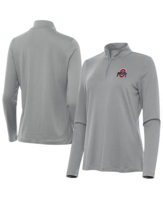 Antigua - Women's Gray Ohio State Buckeyes Reprocess Quarter-Zip Sweatshirt