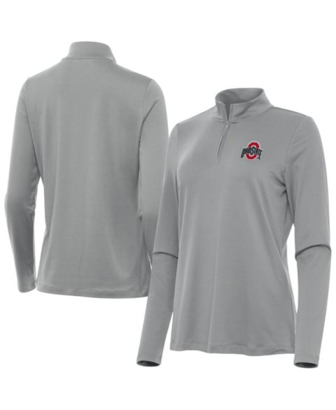 Женская толстовка Antigua Gray Ohio State Buckeyes Reprocess Quarter-Zip