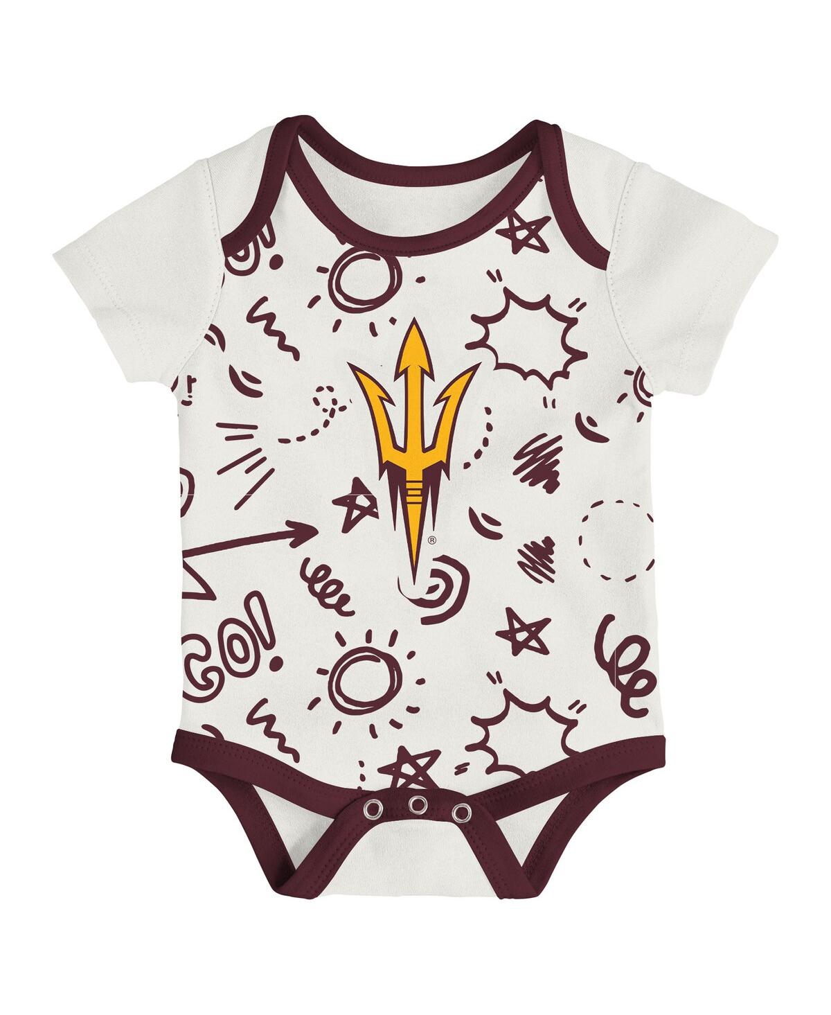Outerstuff Baby Boys And Girls 3-pack Arizona State Sun Devils All Day Play Bodysuit Set In Multi
