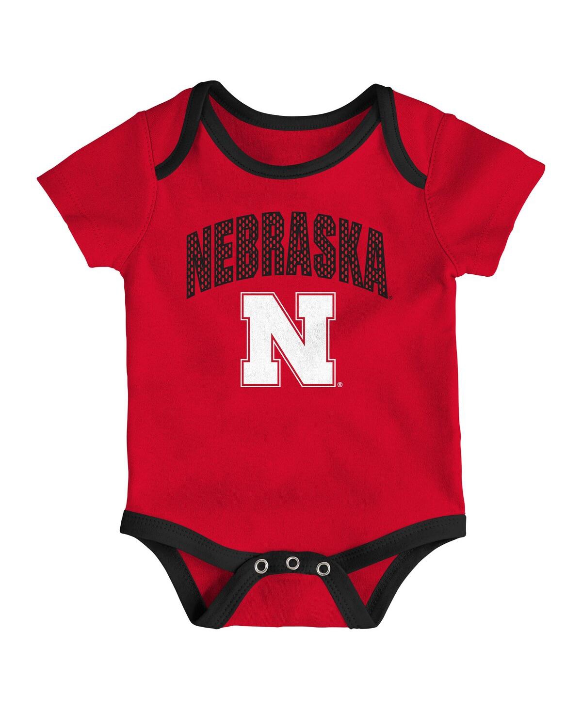 Outerstuff Baby Boys And Girls 3-piece Nebraska Huskers All Day Play Bodysuit Set In Red