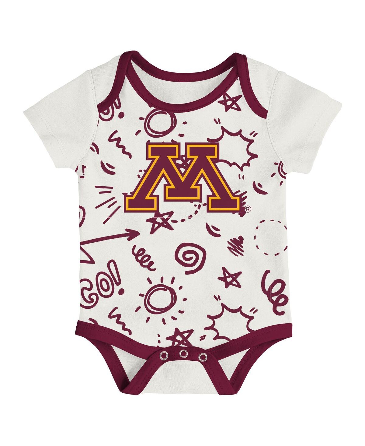 Outerstuff Baby Boys And Girls 3-pack Minnesota Golden Gophers All Day Play Bodysuit Set In Multi