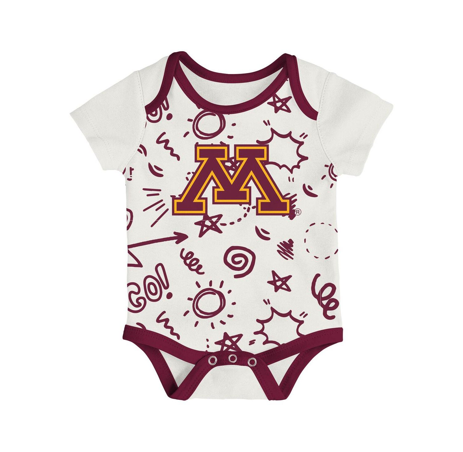 Baby Boys and Girls 3-Pack Minnesota Golden Gophers All Day Play Bodysuit Set