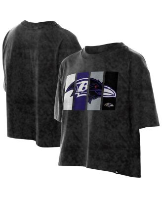 New Era - Women's Black Baltimore Ravens Boxy Cropped Sport Night Mineral Wash T-Shirt