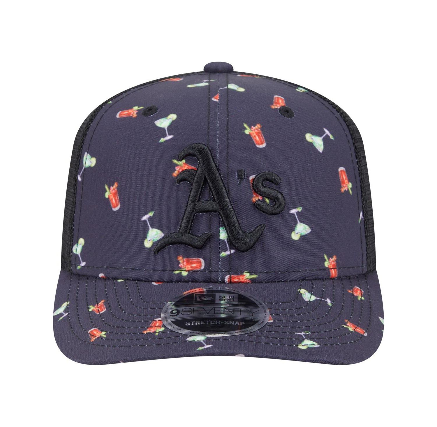 Men's Black Athletics Adventure Drinks Pattern 9SEVENTY Stretch-Snap Hat