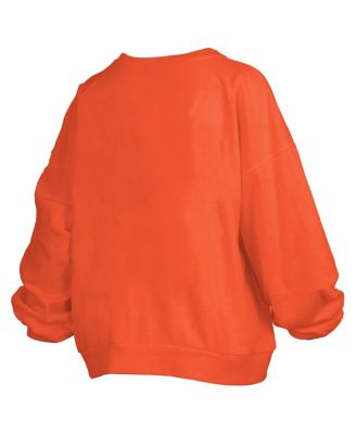 Women's Orange Oklahoma State Cowboys Janise Arch Over Logo Waist Length Oversized Pullover Sweatshirt