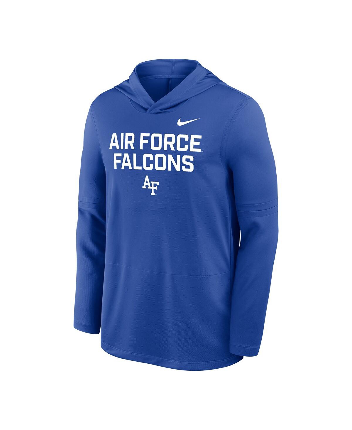 Nike Men's Royal Air Force Falcons 2025 Sideline Dri-fit Long Sleeve Hoodie T-shirt In Blue