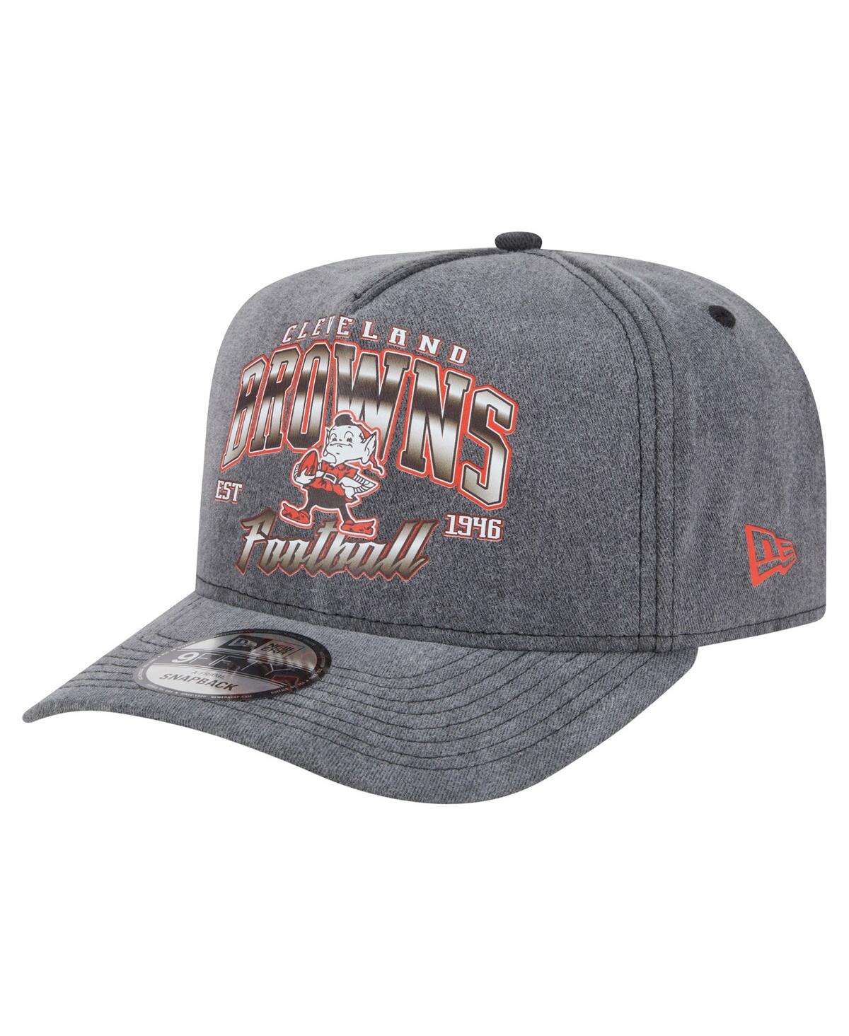 New Era Men's Black Cleveland Browns Throwback Washed A-frame 9fifty Snapback Hat In Black