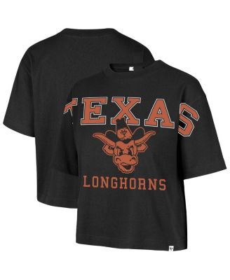 '47 Brand - Women's Black Texas Longhorns Outreach City Relaxed Cropped T-Shirt