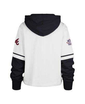 Women's White Atlanta Braves Trifecta Shortstop Cropped Pullover Hoodie