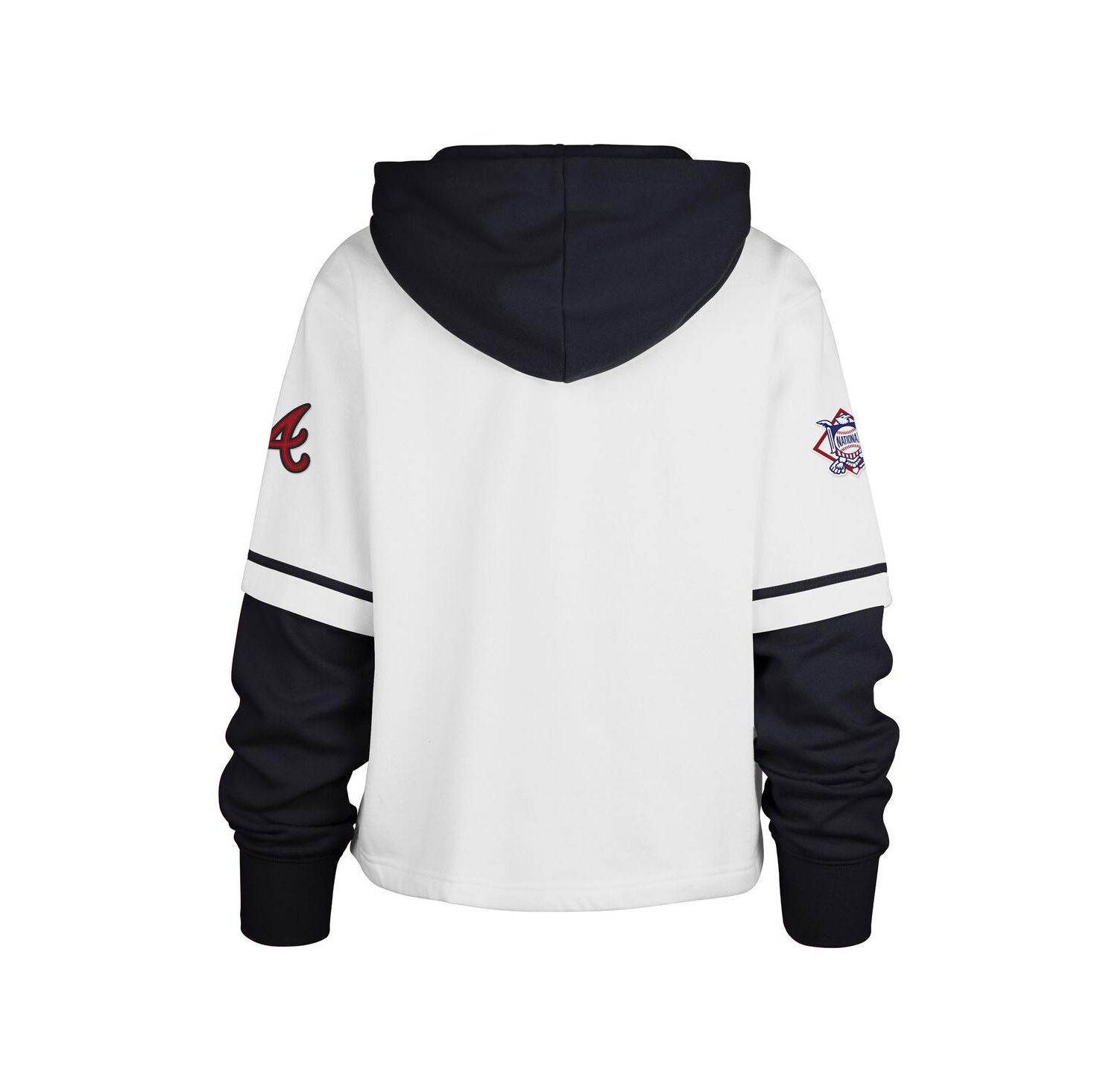 Women's White Atlanta Braves Trifecta Shortstop Cropped Pullover Hoodie