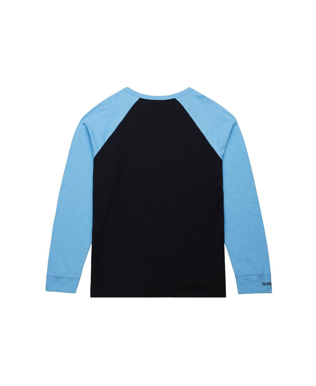 Mitchell & Ness Men's Black/light Blue Utah Mammoth Legendary Slub Long Sleeve Raglan T-shirt In Blue