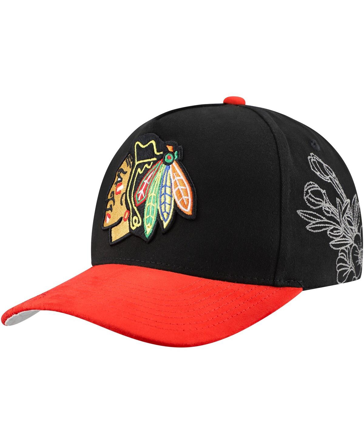 Mitchell & Ness Black/red Chicago Blackhawks May Flowers Pro Crown Adjustable Hat In Multi