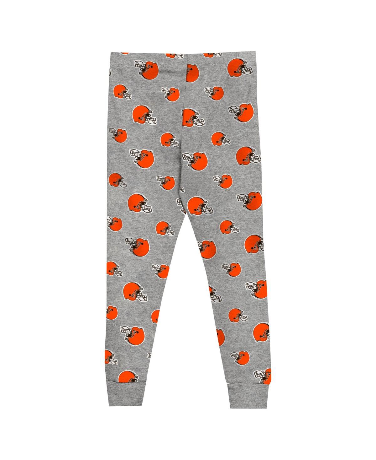 Outerstuff Toddler 2-piece Heather Gray Cleveland Browns Long Sleeve T-shirt And Pants Sleep Set In Gray