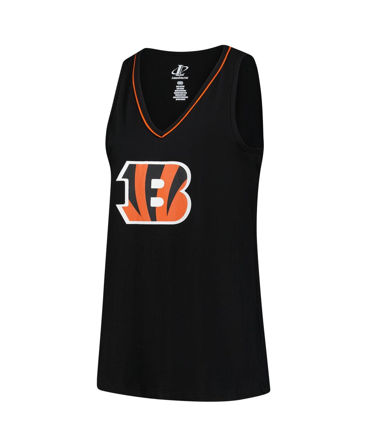 Logo Athletic Women's Black Cincinnati Bengals Plus Size Stellar Win V-neck Tank Top In Multi